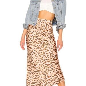 Free People Normani Bias Midi Skirt Leopard Print